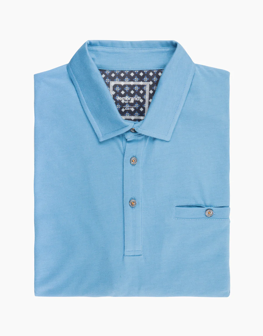 Portofino Blue Short Sleeve Polo Shirt - Image 4