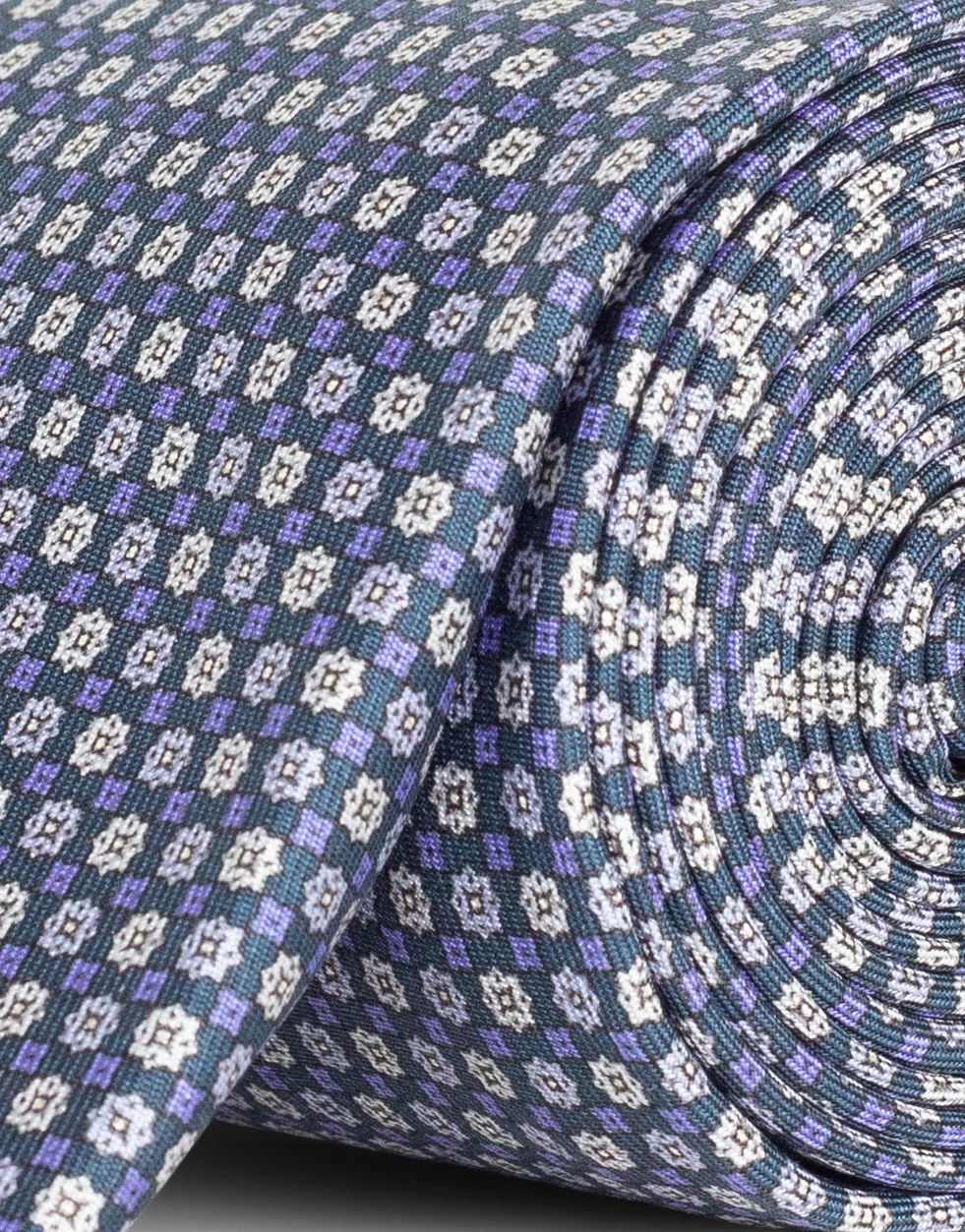 Purple Floral Geometric Italian Silk Tie - Image 3