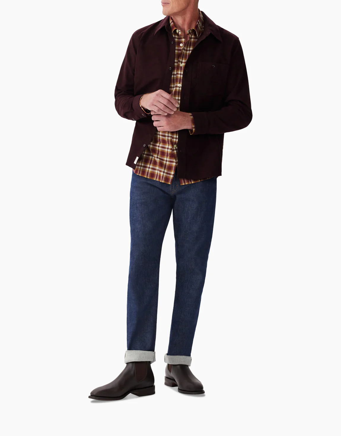 R.M.Williams Classic Burgundy 2 Pocket Shirt - Image 4