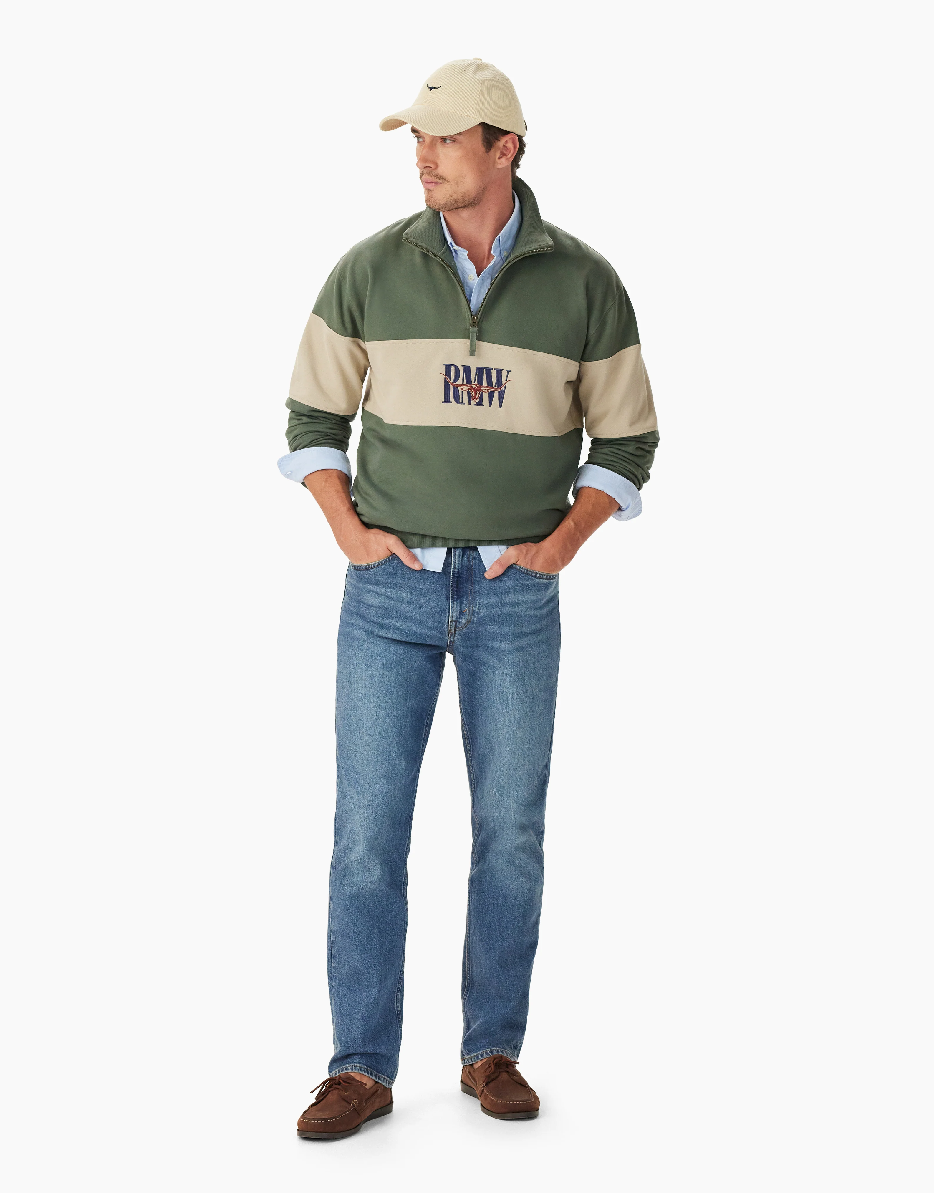 R.M. Williams Heritage 1/4 Zip Green Sweatshirt - Image 4
