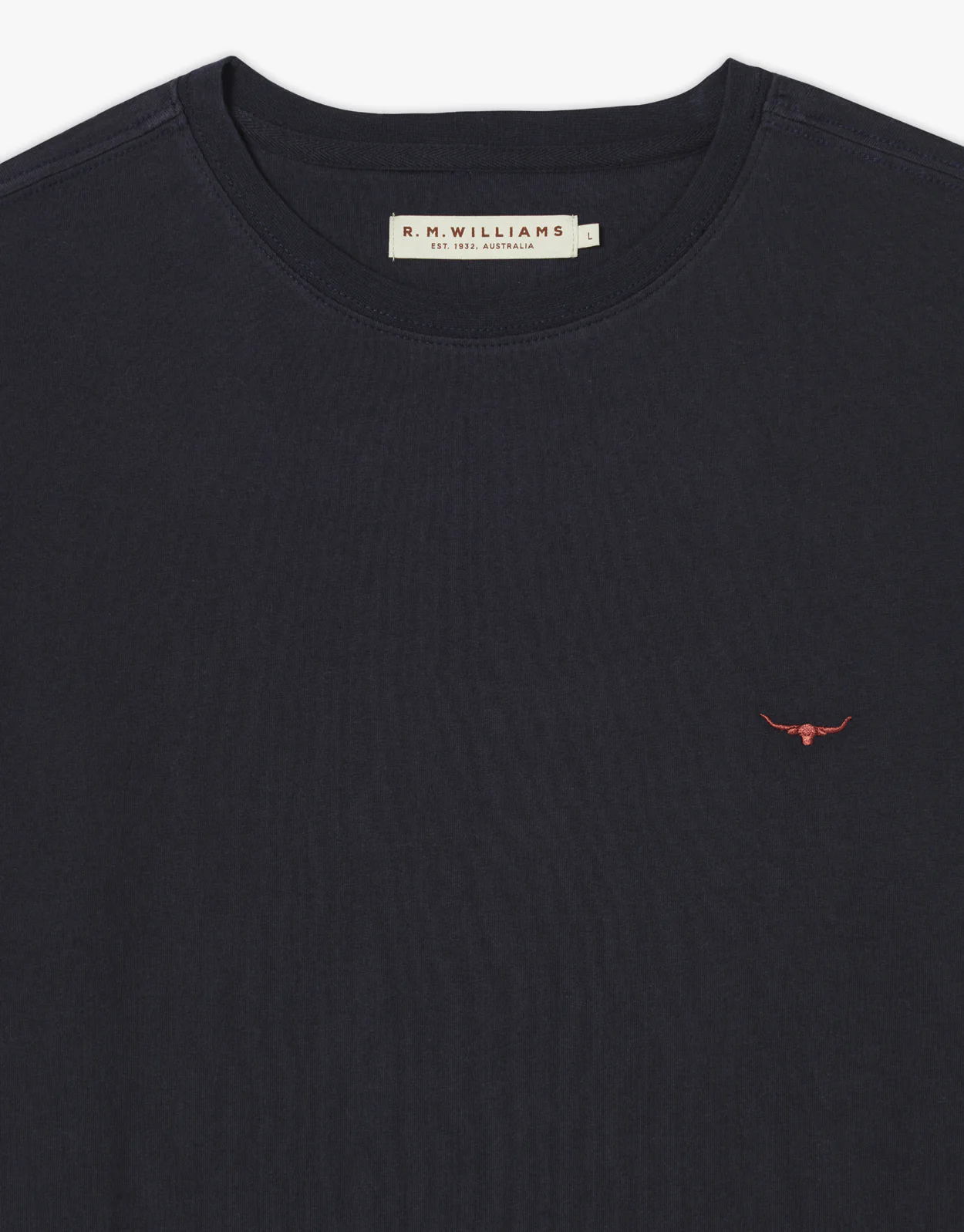 R.M. Williams Parson Navy & Chestnut Cotton T-Shirt - Image 4