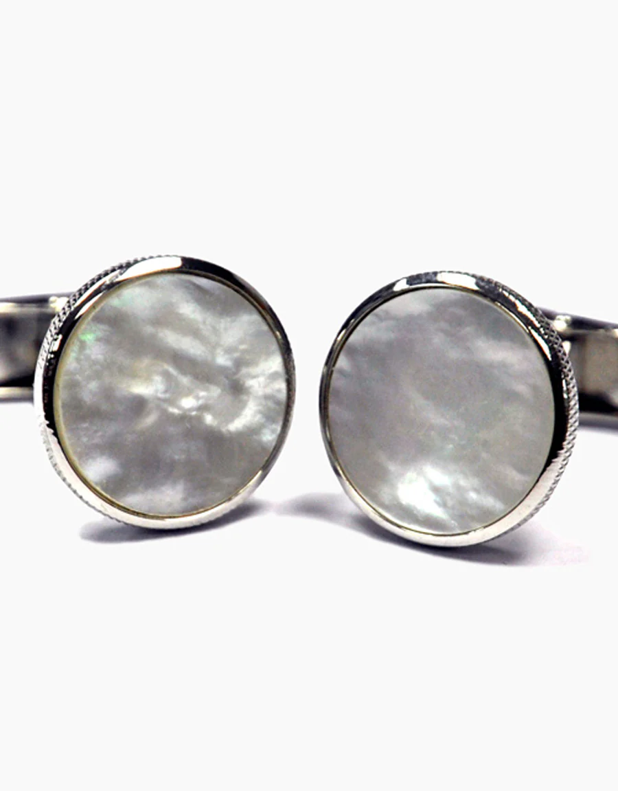 Round mother of pearl cufflinks - Image 2