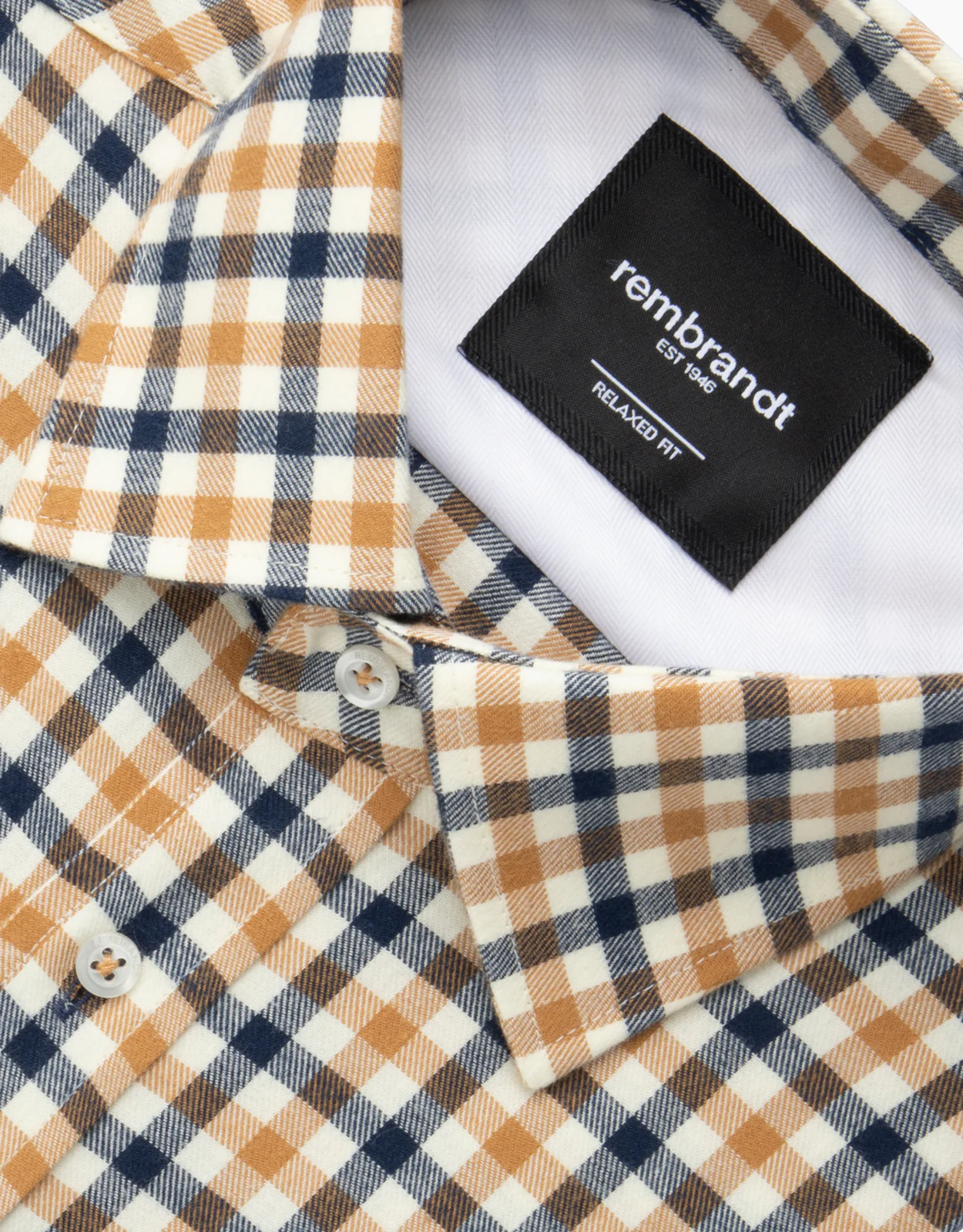Sinatra Camel & Navy Check Flannel Shirt - Image 5