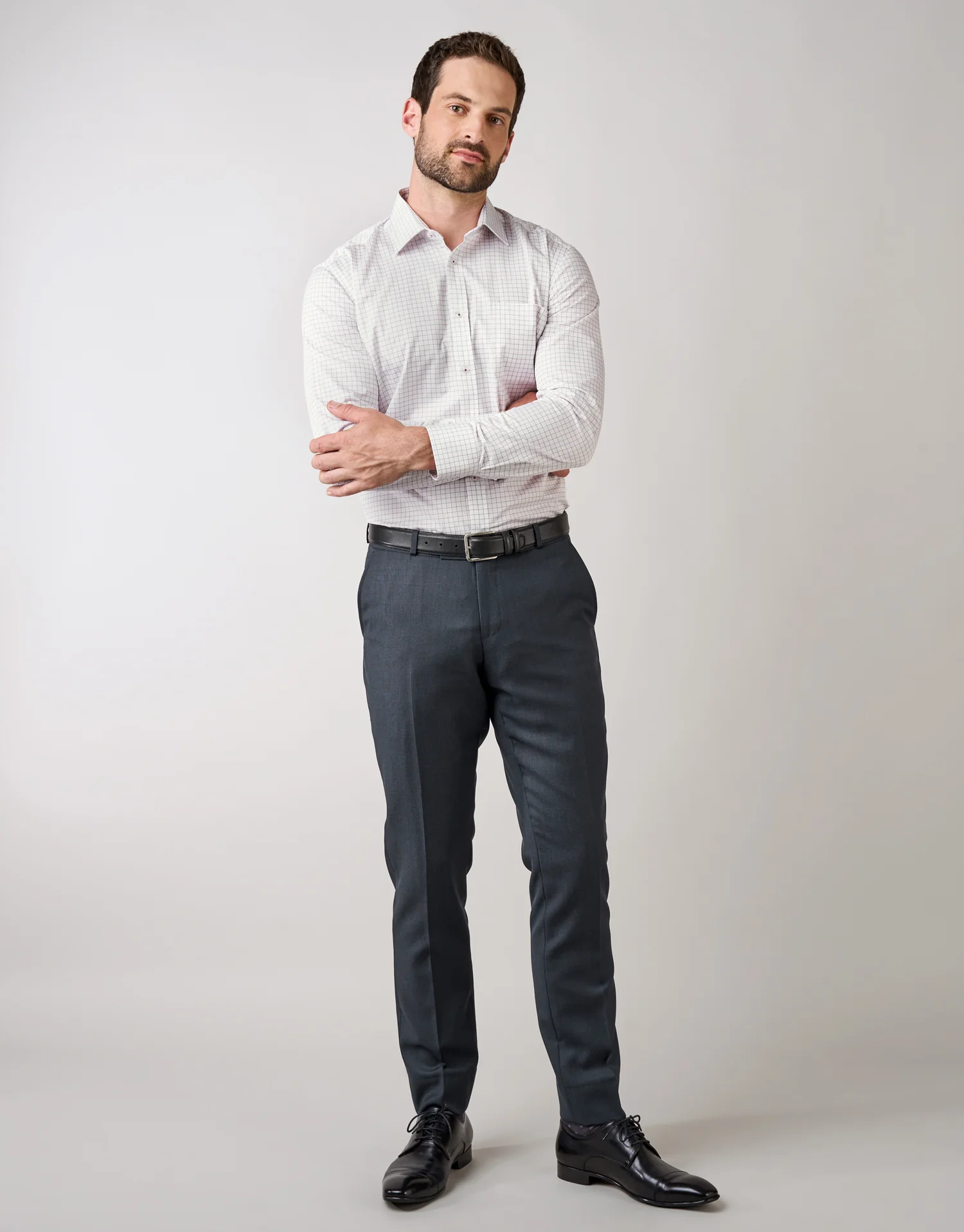Sinatra Dark Red Graph Check Shirt - Image 3