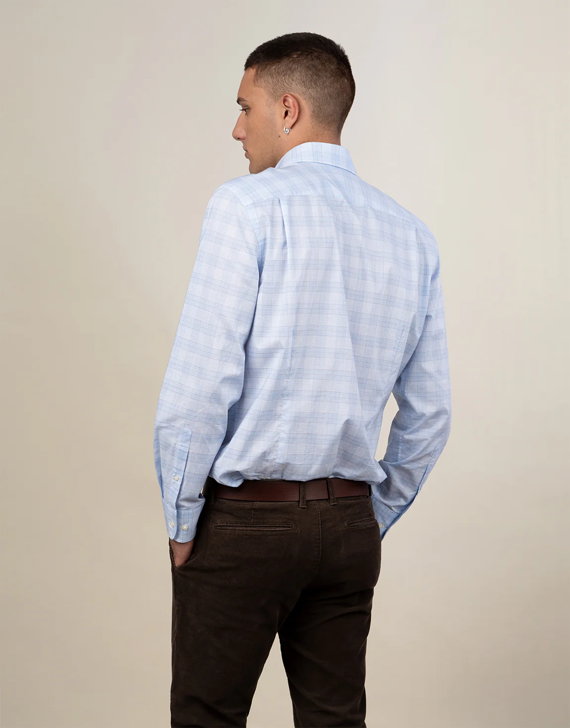 Sinatra Light Blue Glen Check Shirt - Image 2