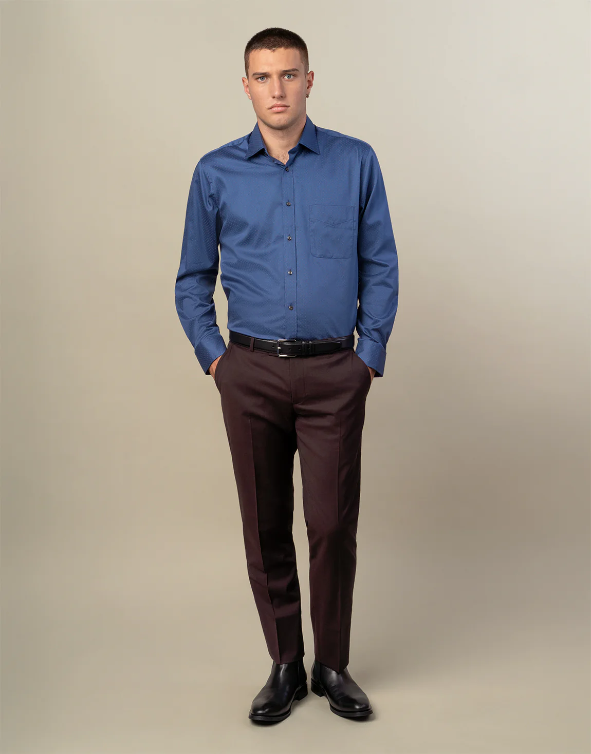 Sinatra Navy & Maroon Dot Shirt - Image 3
