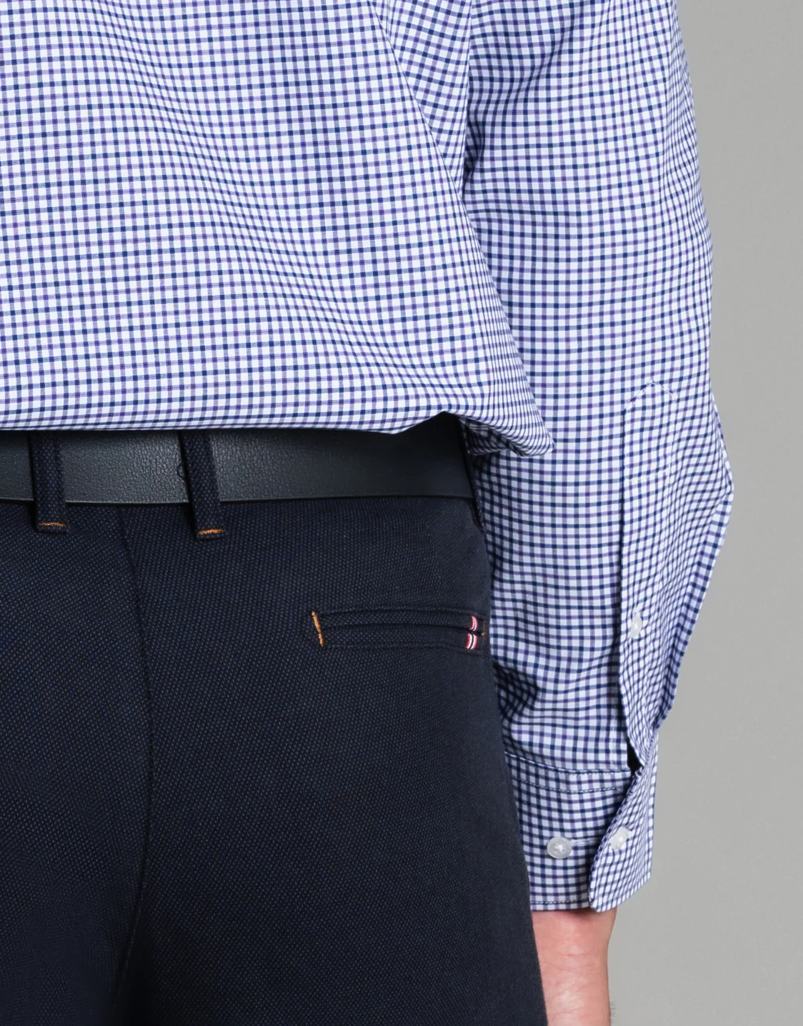 Sinatra Purple & Navy Check Shirt - Image 6