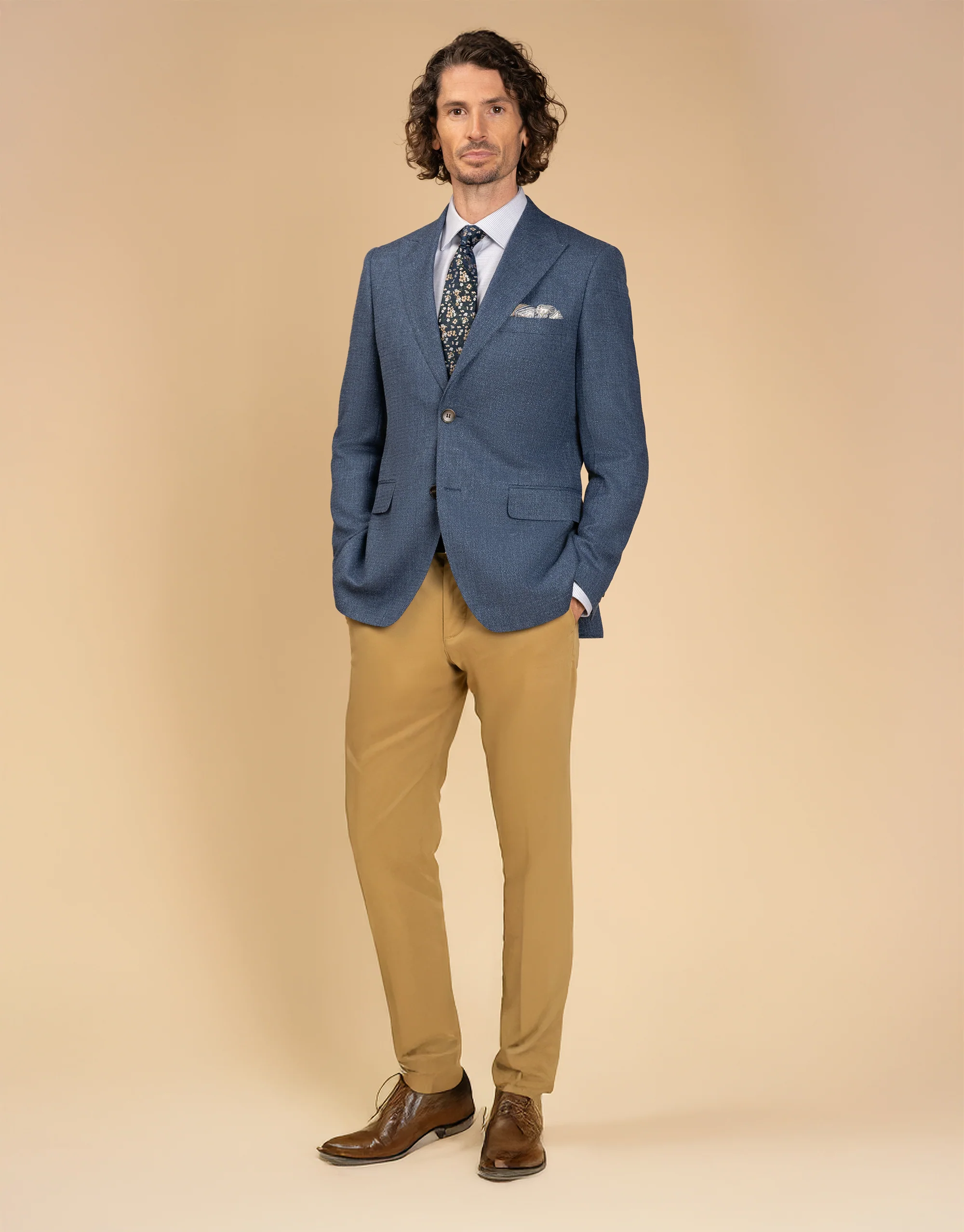 Sinatra White & Blue Micro-design Shirt - Image 4