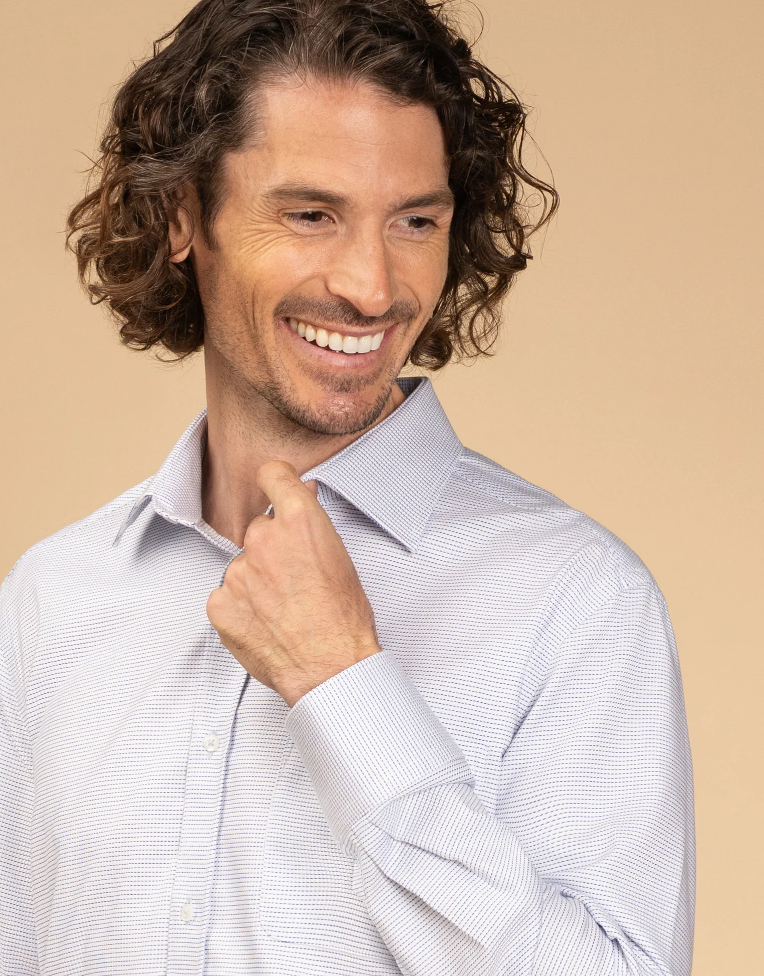Sinatra White & Blue Micro-design Shirt - Image 7