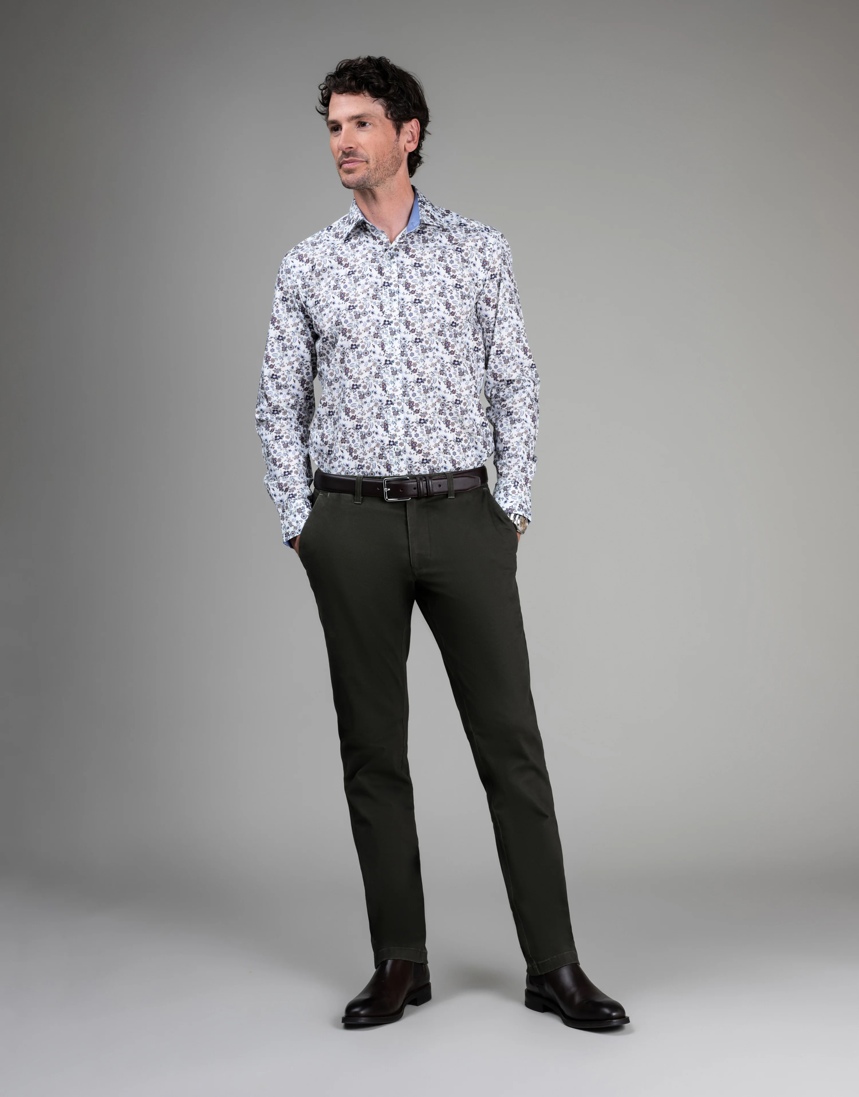 Tyler Dusty Olive Brushed Twill Chinos - Image 4