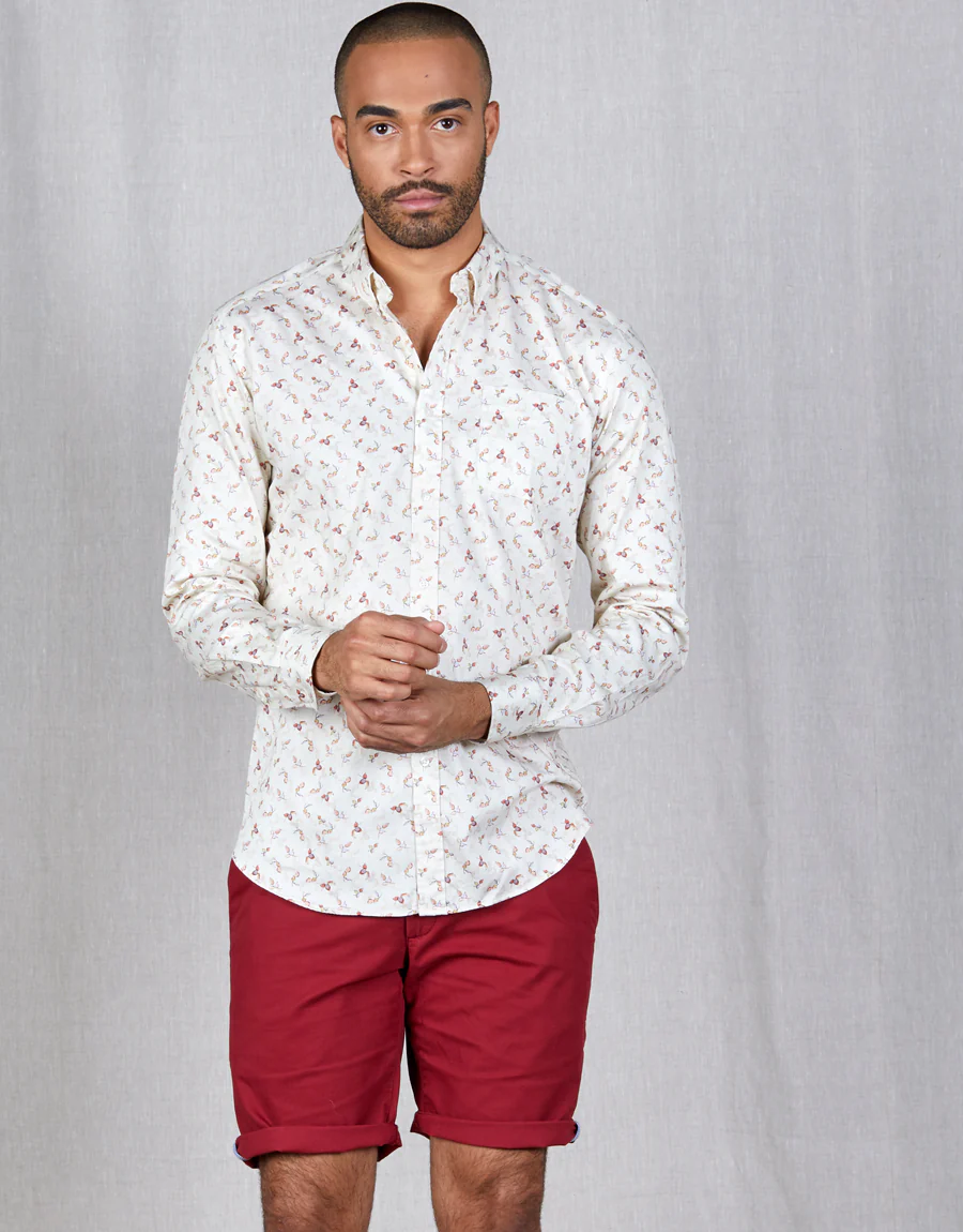 Washed Ohope Autumn Leaves Printed Shirt - Image 3