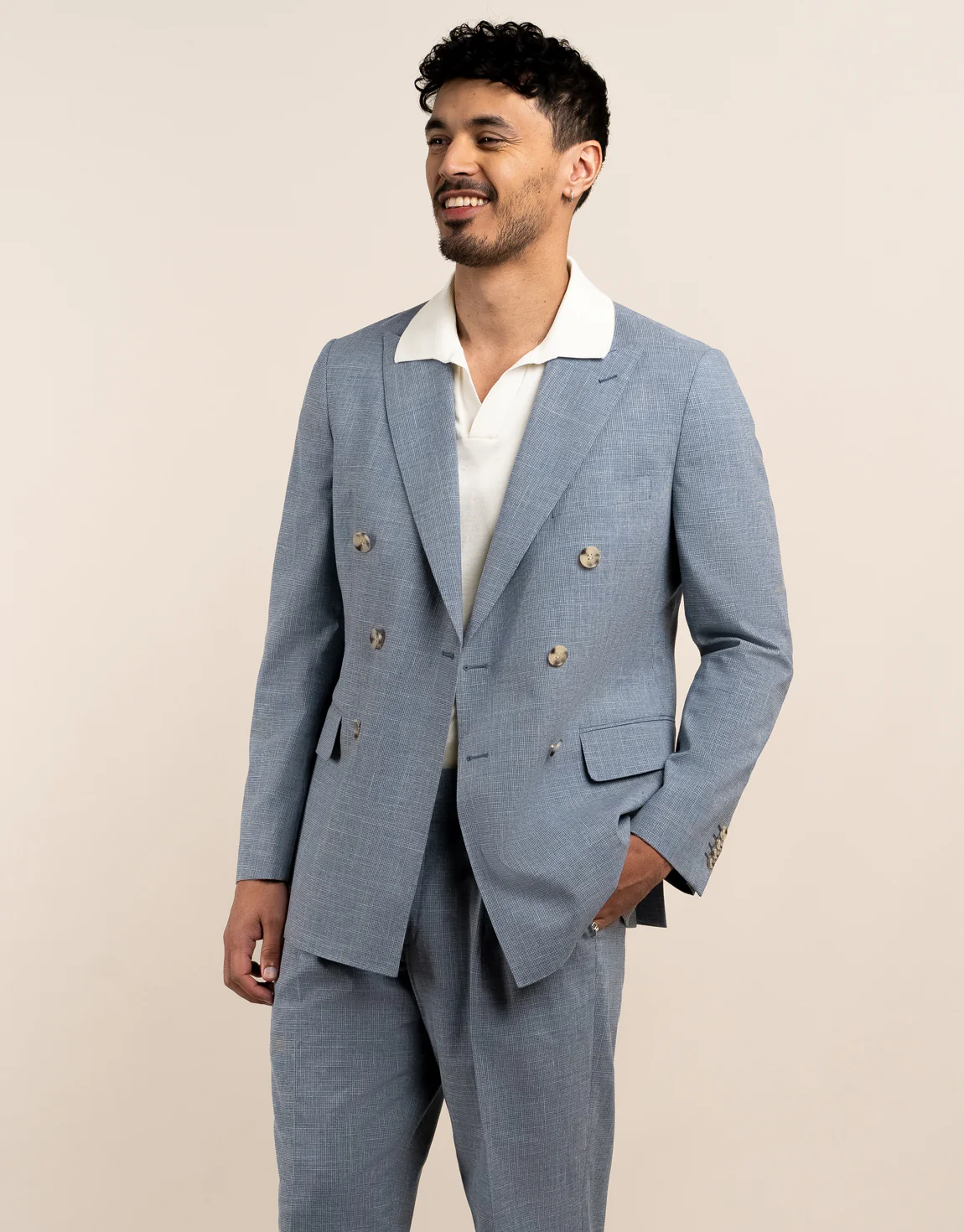Whetu Light Blue Houndstooth Blazer - Image 2