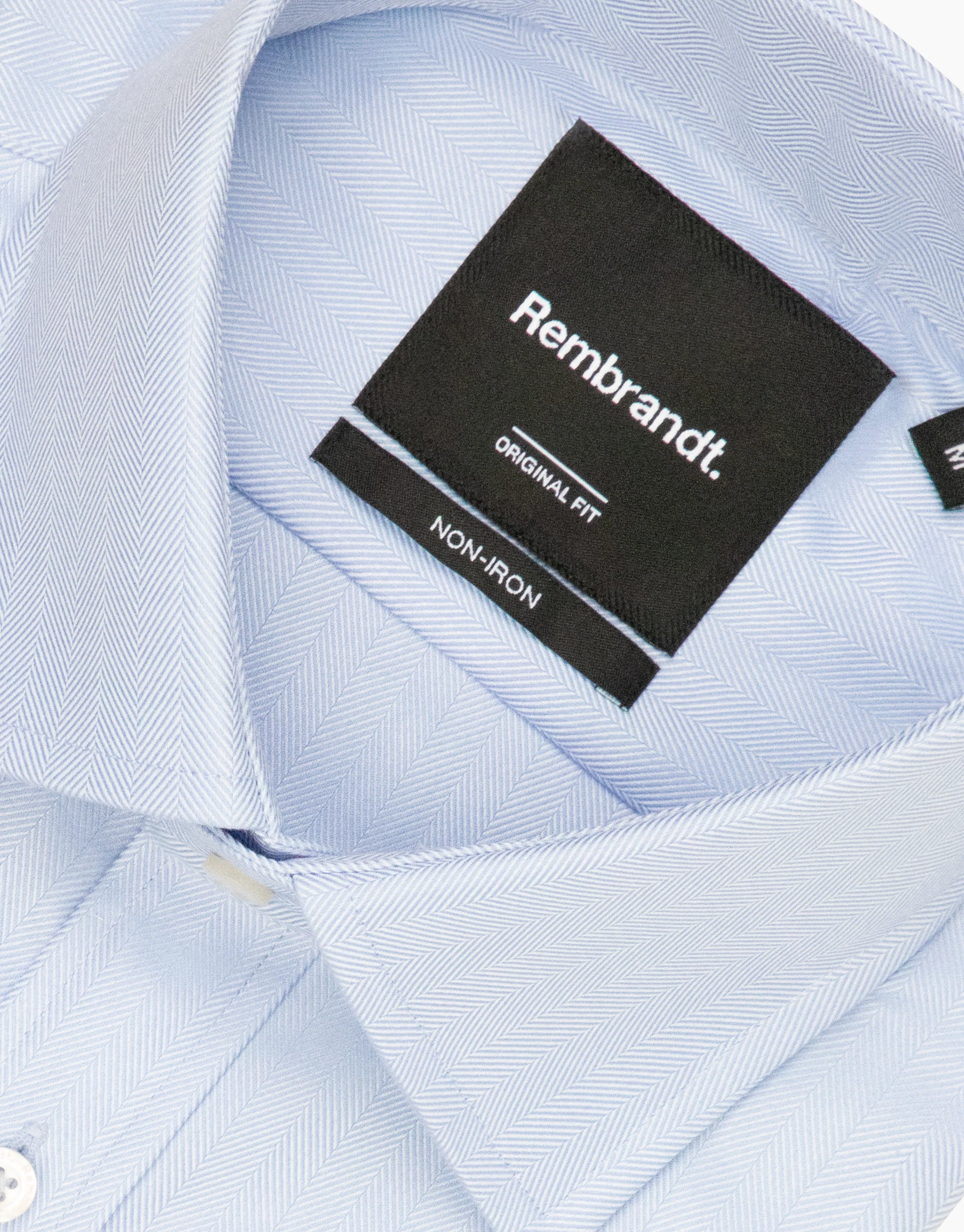 York Light Blue Herringbone Non-Iron Shirt - Image 7