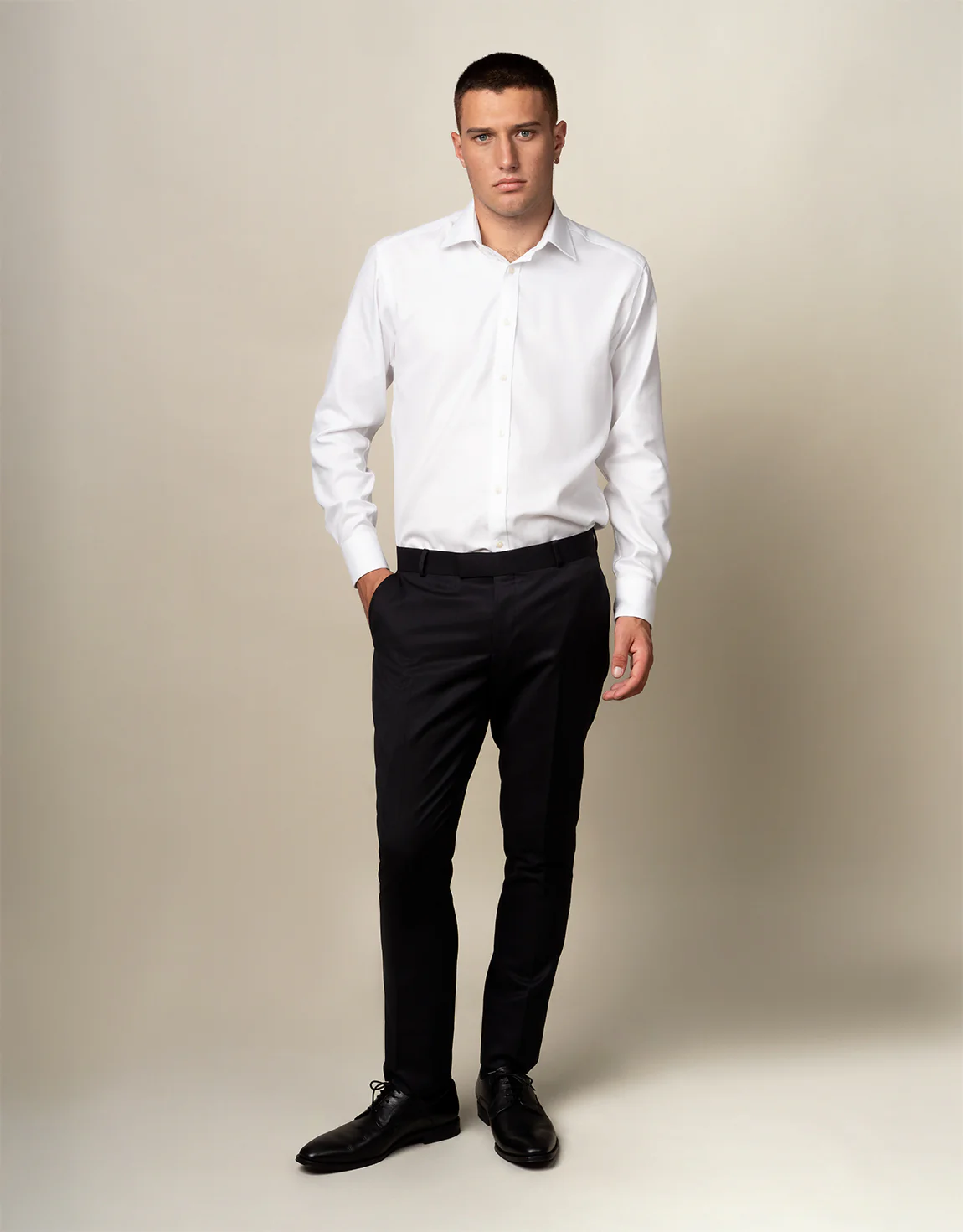 York White Herringbone Non-Iron Shirt - Image 4